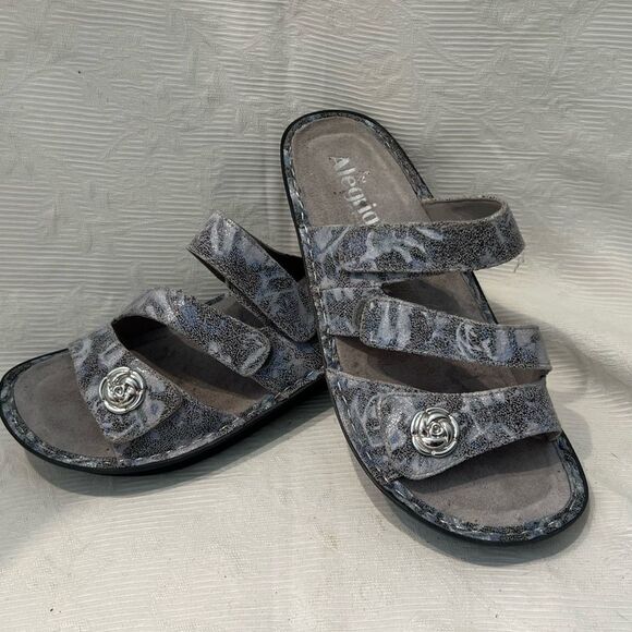 ALEGRIA BETTY BET-6003 Slip On Adjustable Straps Sandal Blooms in Blue 40/10 - Picture 1 of 7